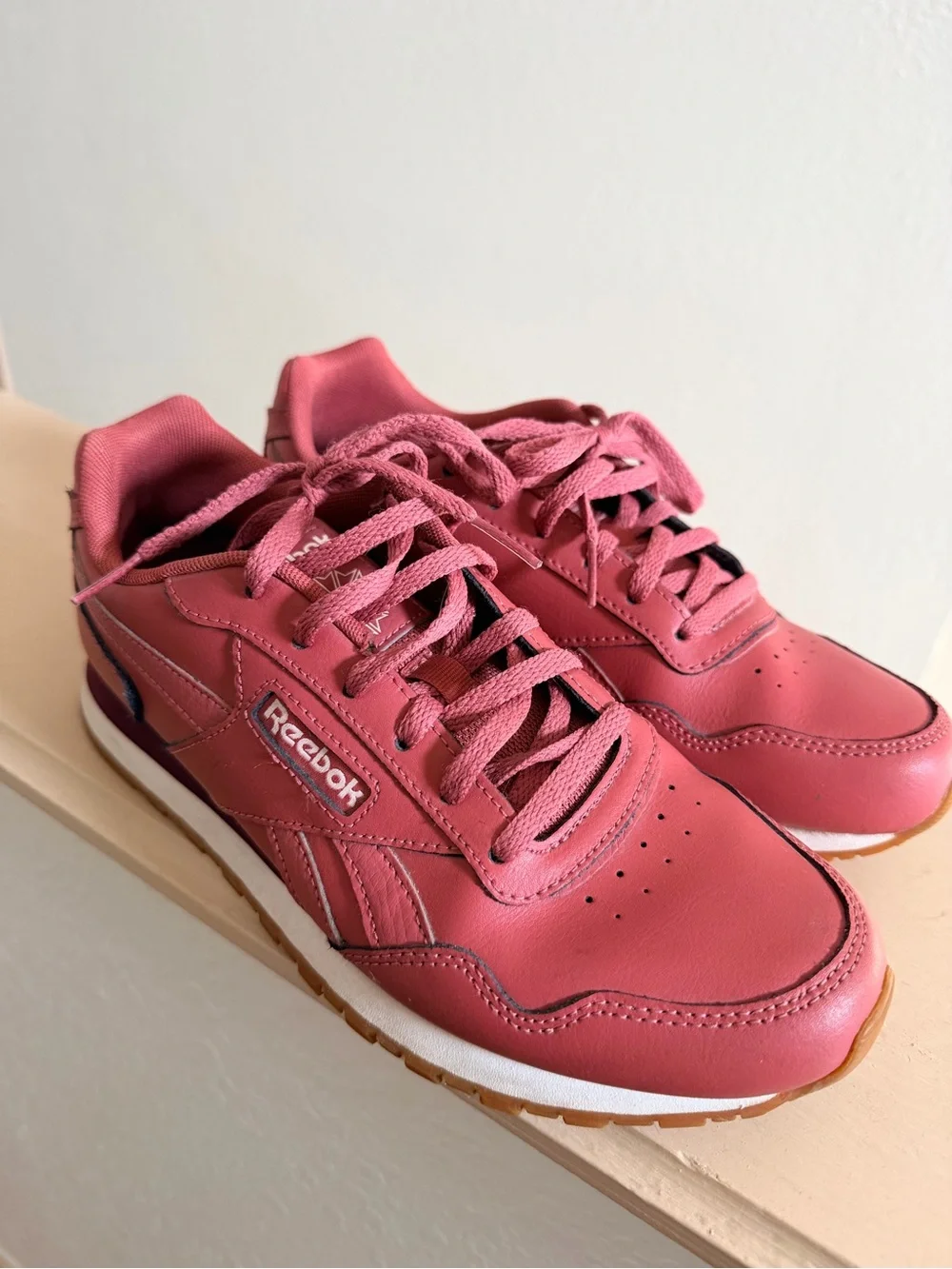 Reebok Women's Pink Leather Retro Runner Sneakers